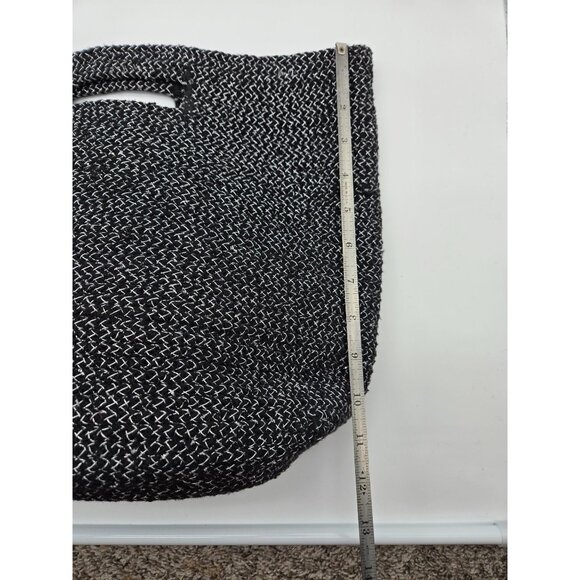 Magid  Woven Metallic Clutch Handbag Black and Silver Tote Handbag - Picture 6 of 6